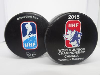 ORIGINÁLNÍ zápasový IIHF PUCK hokej puk MS JUNIOR U20 2015 CANADA 