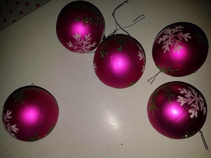 5 kuliček vánočních barva odstín růžové