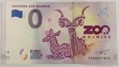 0 Euro bankovka souvenir  NÁRODNÁ ZOO BOJNICE 2019-2