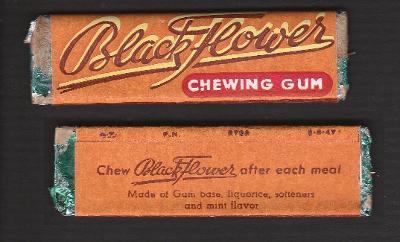 žvýkačkový obal od žvýkaček CHEWING GUM --- BLACK FLOWER FRANCIE 1940s