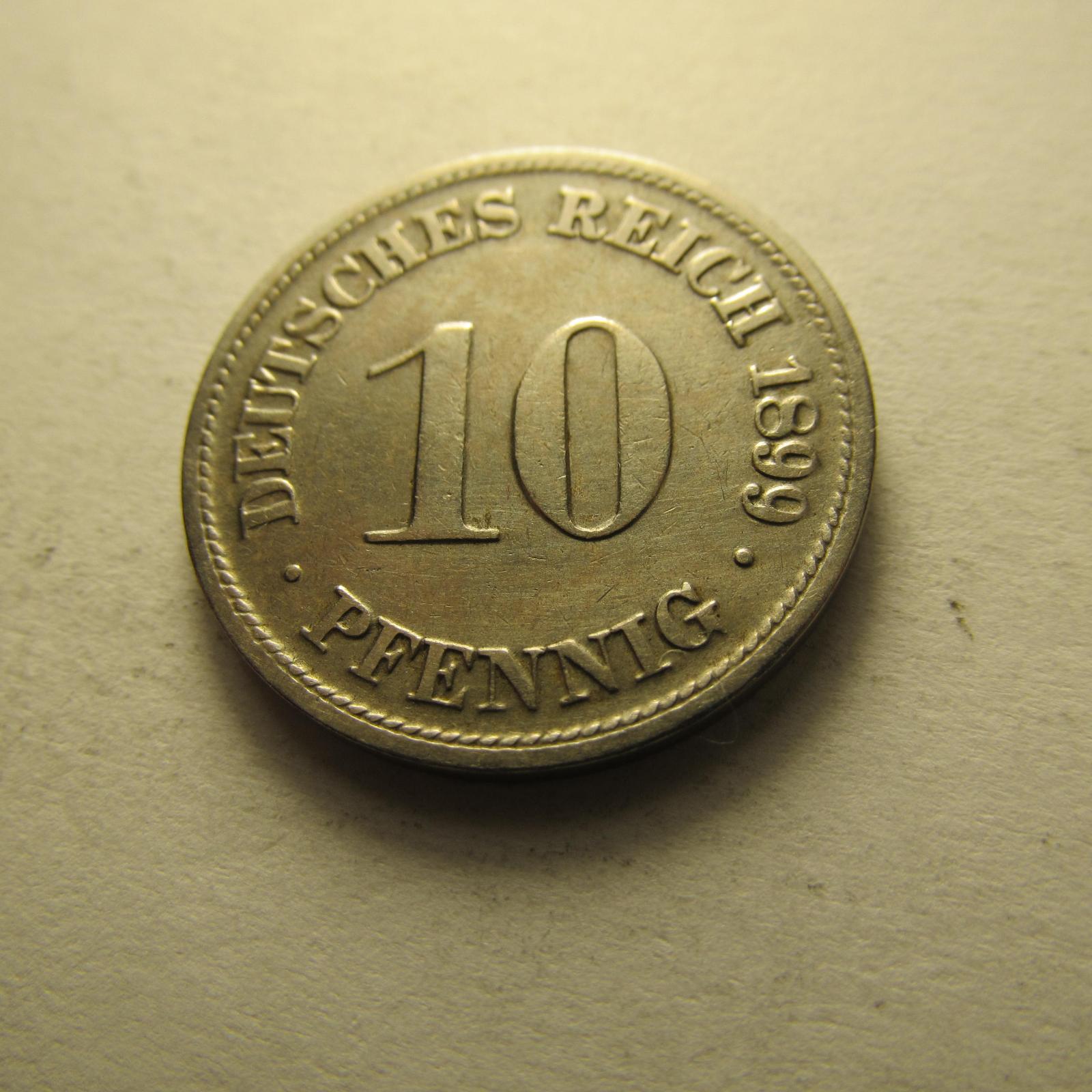 Německo, Kaiser Reich , 10 pfennig z roku 1899 D - Numismatika