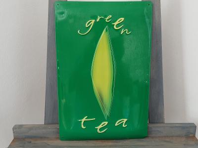 GREEN TEA, plechová cedule originál 