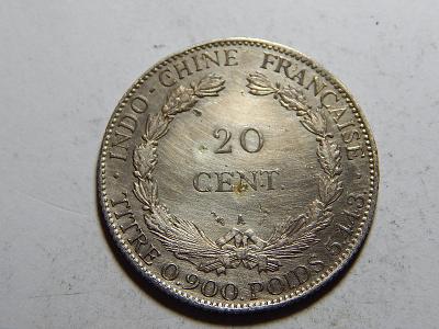 Francounzská Indochina 20 Cent 1887 A XF vzácný! č31955