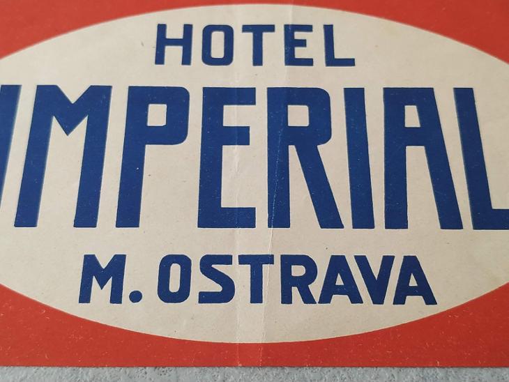 Stará etiketa reklama  Hotel Imperiál Moravská  Ostrava 