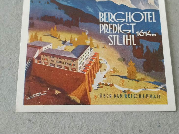 Stará etiketa reklama  Hotel Berghotel Predigt  Rakousko  Znak Znak  - Starožitnosti a umění