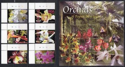 Papua N.G.-Orchideje 2004**  Mi.1058-1063+1064-1069 / 17,50 €