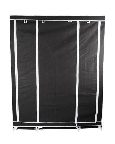 Dvojitá skříň na oblečení 175 cm × 135 cm × 44 cm černá + dárek