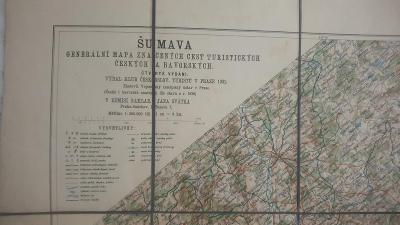 Velká generální turistická mapa Šumavy z roku 1931-Klub ČS turistů
