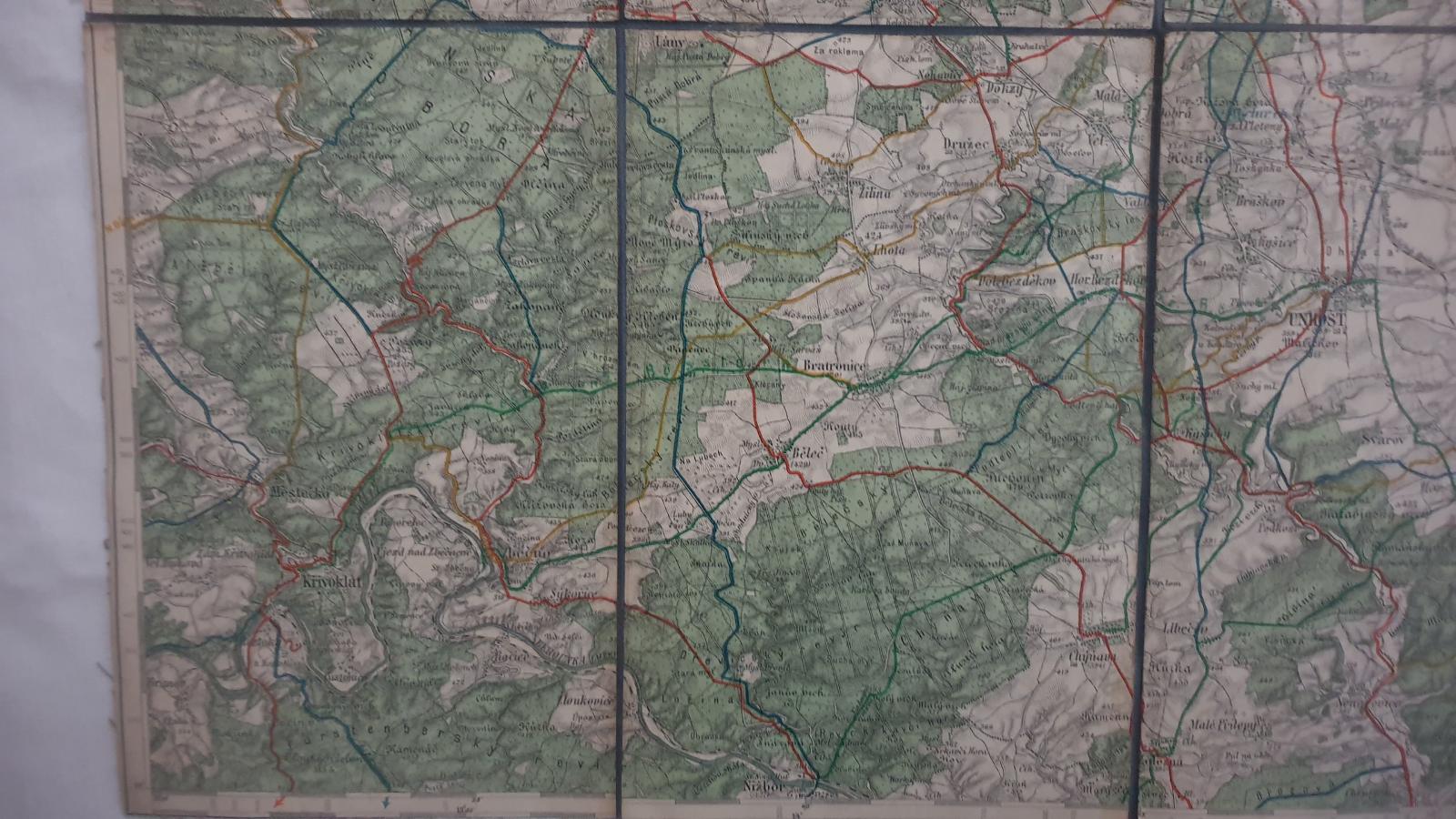 Stará mapa Kladensko-Lidice-Křivoklát r. cca 1930-Klub ČS turistů - Staré mapy a veduty