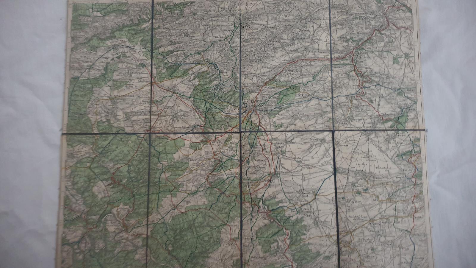 Stará mapa Kladensko-Lidice-Křivoklát r. cca 1930-Klub ČS turistů - Staré mapy a veduty