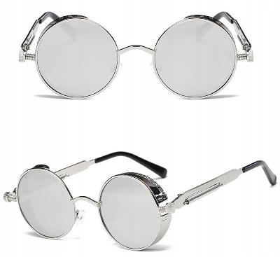 Sluneční Retro Brýle Lenonky Premium STEAMPUNK - Stříbrné