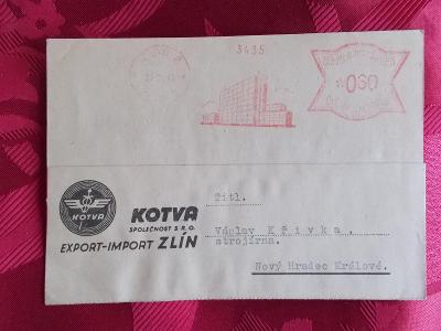 Lístek tiskopis  Zlín frankotip razítko firma Kotva obchod Protektorát