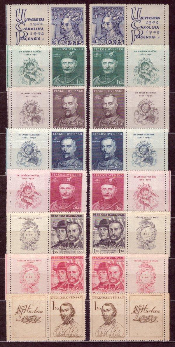 1945 - 1949 (ČSR II) - Kompletní kupóny KP + KL, Stará měna (1030) - Známky Československo + ČR