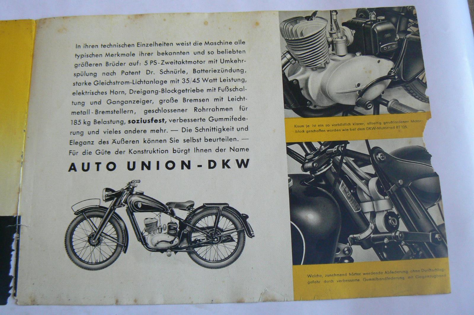 STARÝ PROSPEKT NA MOTORKU DKW RT 125 - Auto-moto