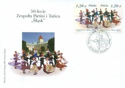 Polsko 2003 FDC Známky aršík Mi 158 hudba tanec Soubor písní Slezsko