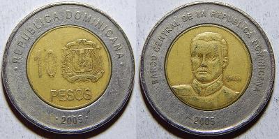 Dominikánská republika 10 Pesos 2005 XF č33819