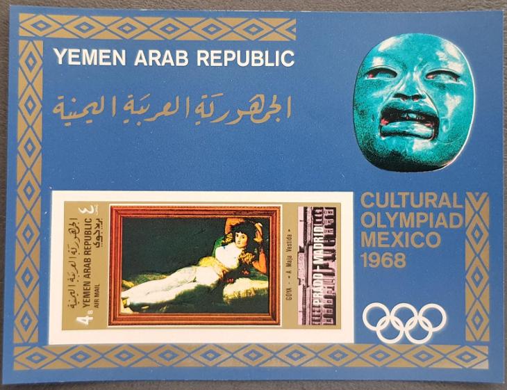 Jemen 1969 YAR Olympijské hry Mexico68, galerie Prado,  kat. 22 Euro! - Známky