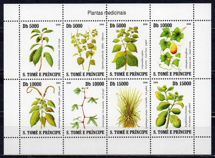 Sao Tomé e Príncipe-Léčivé byliny 2007**  Mi.3191-3198 / 13 € - Známky