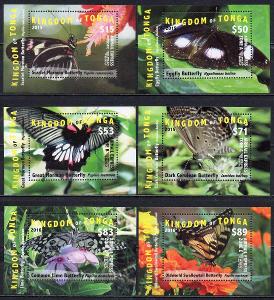 Tonga-Motýli EMS 2015/16**  Mi.Bl.89-94 / 390 €