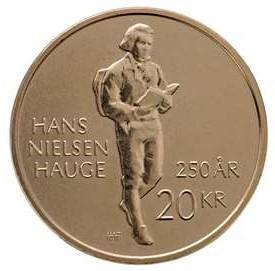 20 Kroner 2021 Norsko Hans Nielsen Hauge pamětní mince