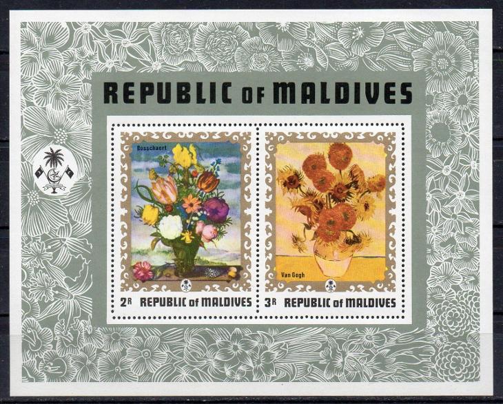 Maledivy-Obrazy květin 1973**  Bl.16A / 10 €