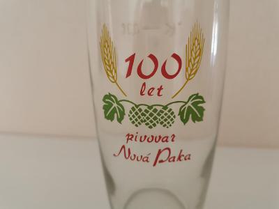 Pivní sklenice 100 LET PIVOVAR NOVÁ PAKA 0,3 super stav