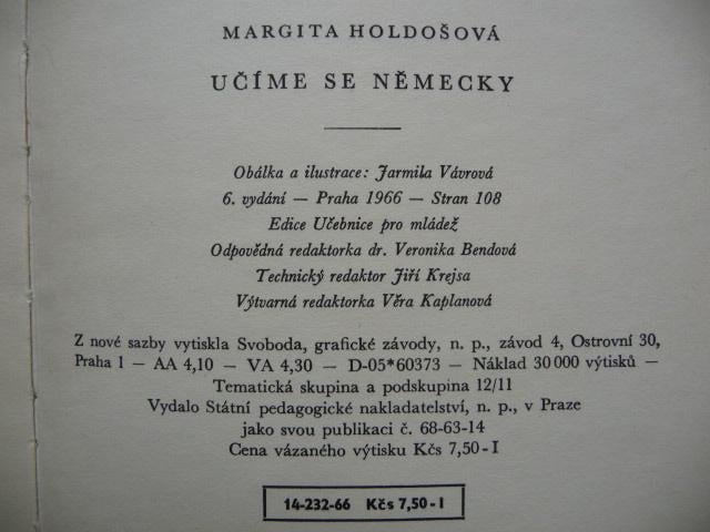 Učíme se německy - 1. díl - Margita Holdošová - SPN 1966