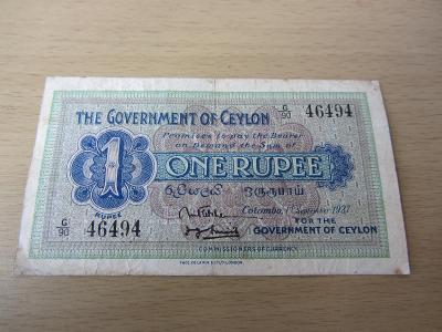 Ceylon Government 1 Rupee 01.09.1927 Pick 16b Šrí Lanka