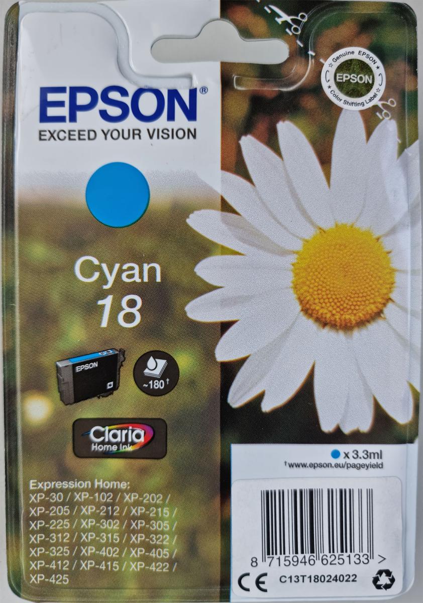 Originálny toner Epson T1802 18 Cyan (modrá) - Tlačiarne, príslušenstvo