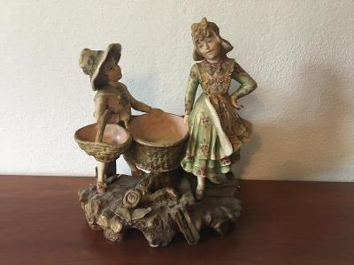 Secesní starožitný figurální porcelán socha žardiniéra 1890-1920