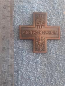 Italský pamětní vál. kříž MERITO DI GVERRA,1919-30, legie, na opravu
