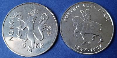 5 Kroner 1997 Nórsko 350. výročie založenia Nórskej pošty