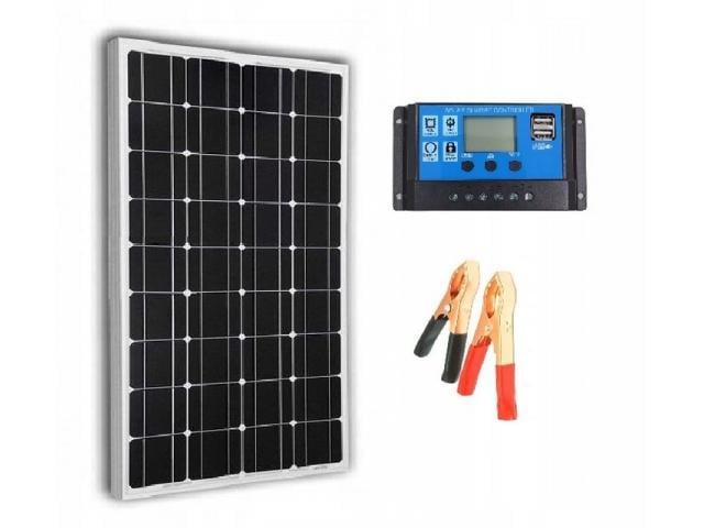 Solární Panel 50W 12V REGULATOR Fotovoltaický panel   	 		 			  		 - Stavebniny
