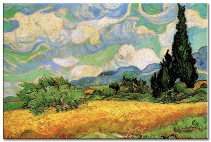 REPRODUKCIA Obraz na plátne Vincent van Gogh Pšeničné pole120X80 Nový - Zariadenia pre dom a záhradu