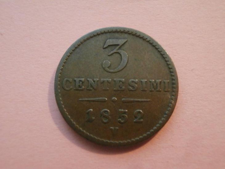3 Centesimi 1852 V , Č2