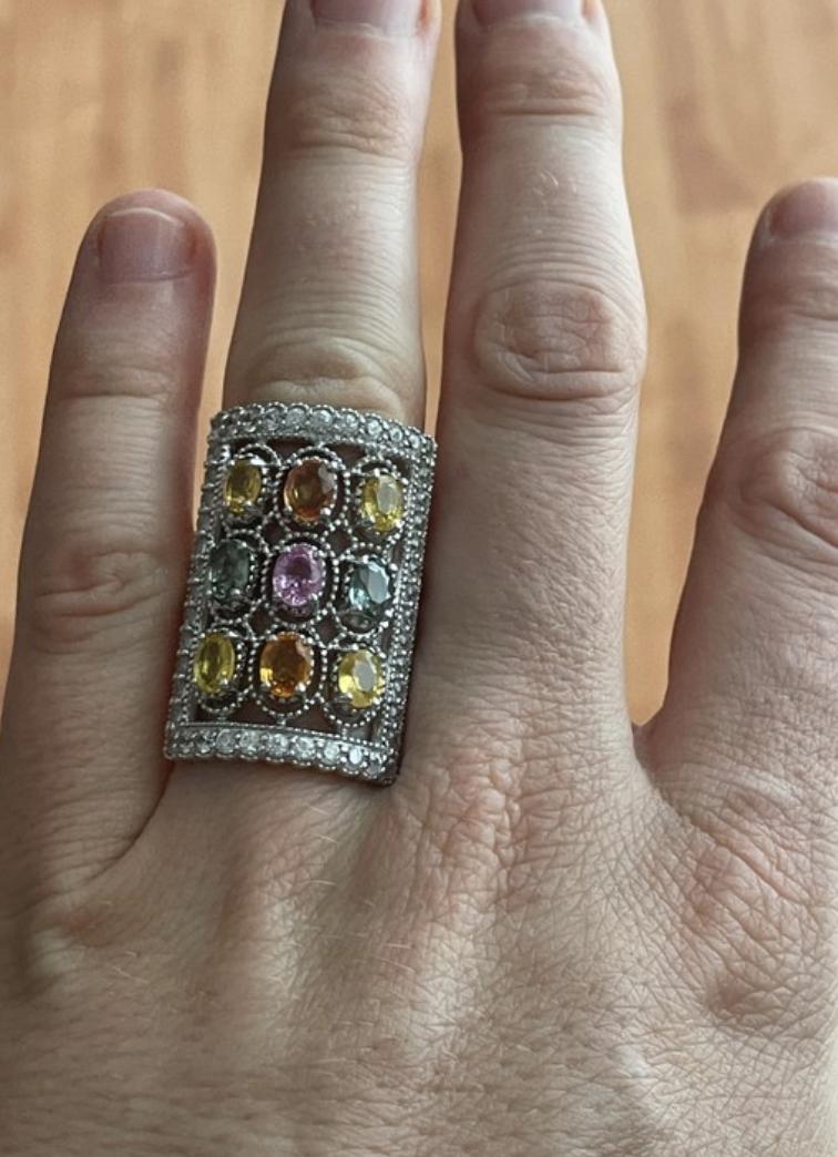 Strieborný prsteň striebro 925/1000 farebné zafíry a zikony - Šperky