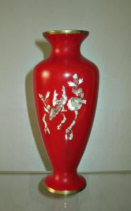 Starožitná váza vkládaná perletí, Asiatika kol. r. 1950 - 60