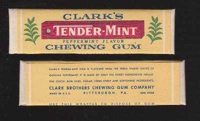 žvýkačkový obal od žvýkaček CHEWING GUM - CLARK'S TENDERMINT 1943 WWII