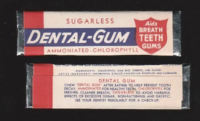 žvýkačkový obal od žvýkaček CHEWING GUM --- FAN TAN DENTAL 1950s