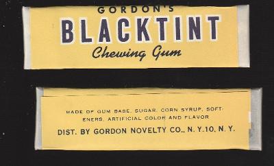 žvýkačkový obal od žvýkaček CHEWING GUM --- GORDON'S NEW YORK 1950s