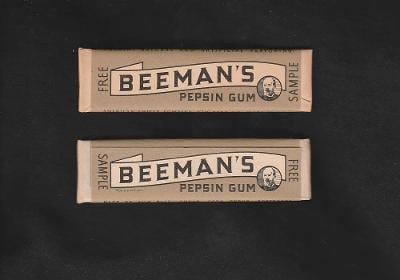 žvýkačkový obal plná žvýkačka CHEWING GUM -- BEEMANS CHICLE 1940s WWII