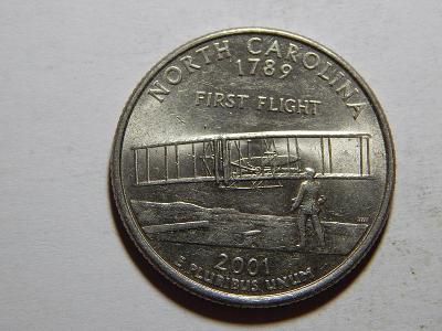 USA 1/4 Dollar 2001 P North Carolina XF č25014 