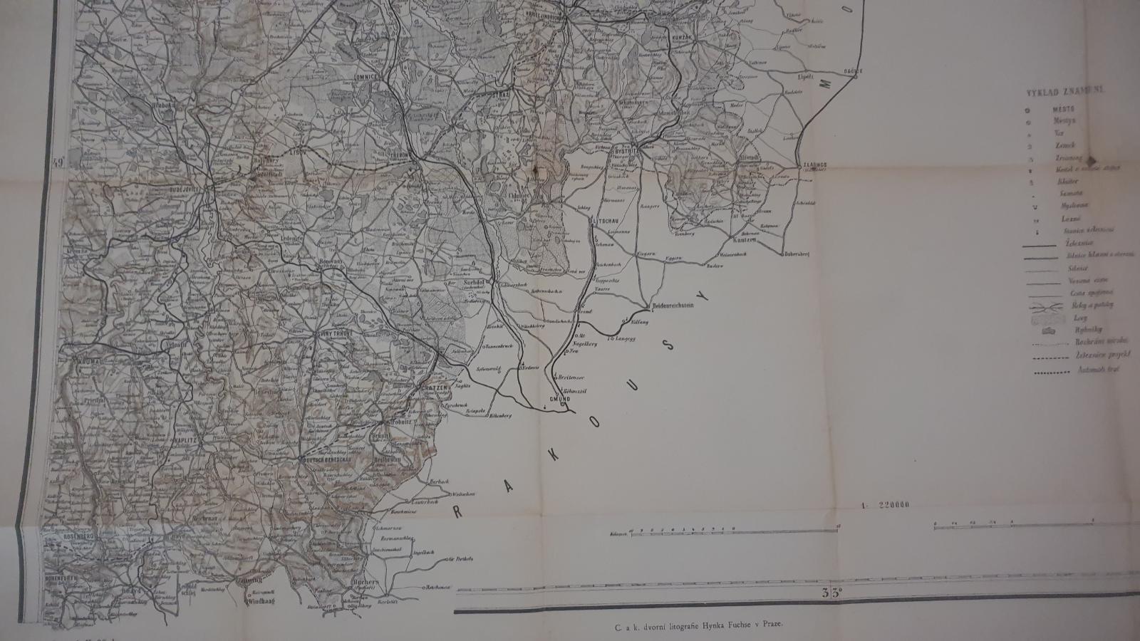 Generální mapa Jihovýchodních Čech 1914 vydaná za Rakouska-Uherska🛎🛎 - Staré mapy a veduty