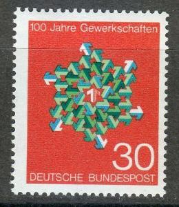 Německo 1968 Odbory, 100. výročí Mi# 570 0427