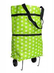 Multifunkční nákupní taška s kolečky 0515 tečky zelená