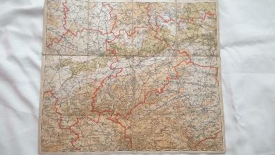 Mapa z r. 1930 Louny-Žatec-Kladno-Třebenice-Peruč-Libochovice-Mšec
