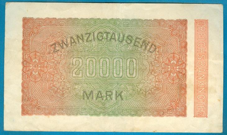 Německo 20000 marek 1923 tiskárna FN serie Da vodotisk Wellen