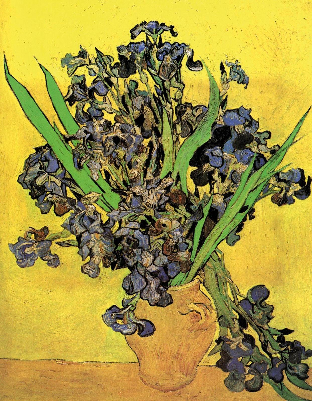 REPRODUKCIA na plátne Vincent van Gogh Váza Kosatce kvety 60x40 Nový - Zariadenia pre dom a záhradu