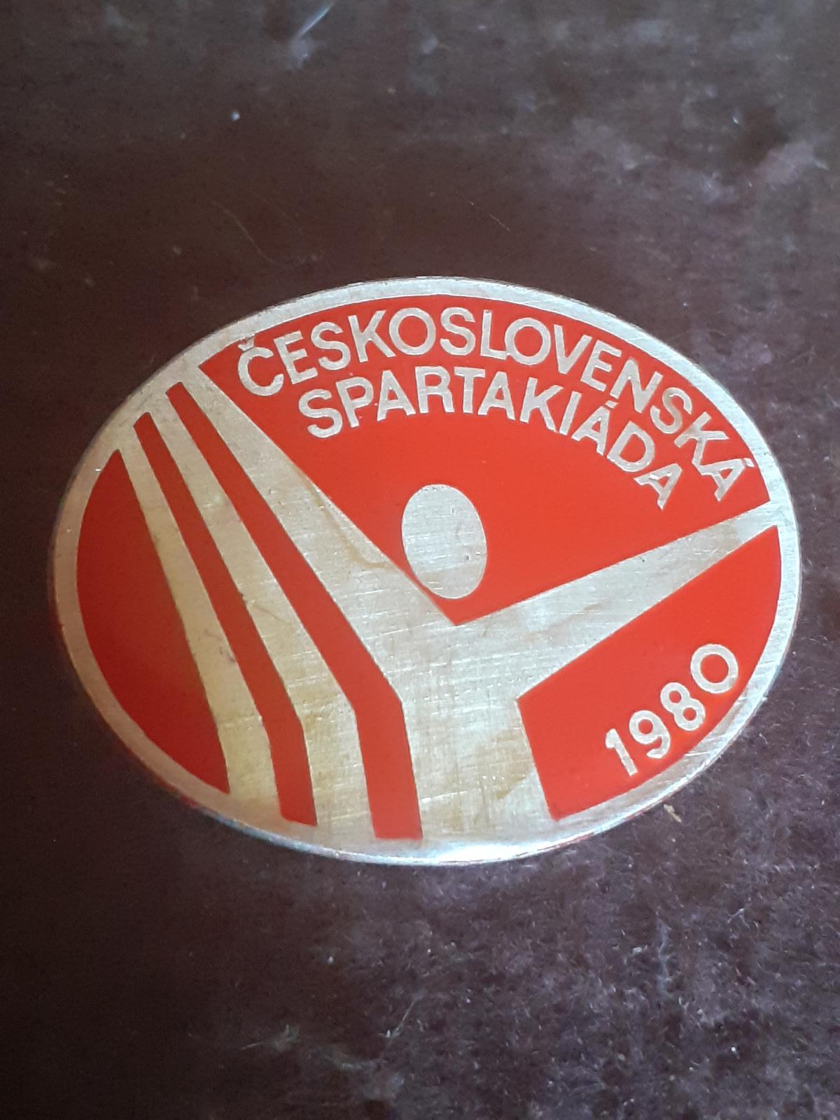 Odznak ČESKOSLOVENSKÁ SPARTAKIÁDA 1980 - červená varianta  - Odznaky, nášivky a medaile