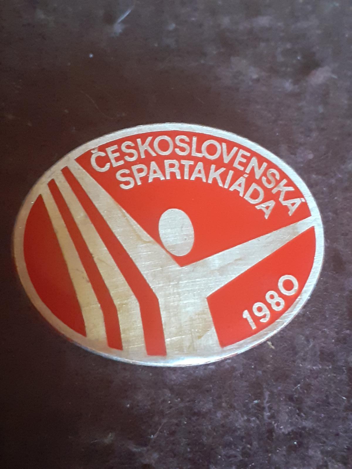 Odznak ČESKOSLOVENSKÁ SPARTAKIÁDA 1980 - červená varianta  - Odznaky, nášivky a medaile